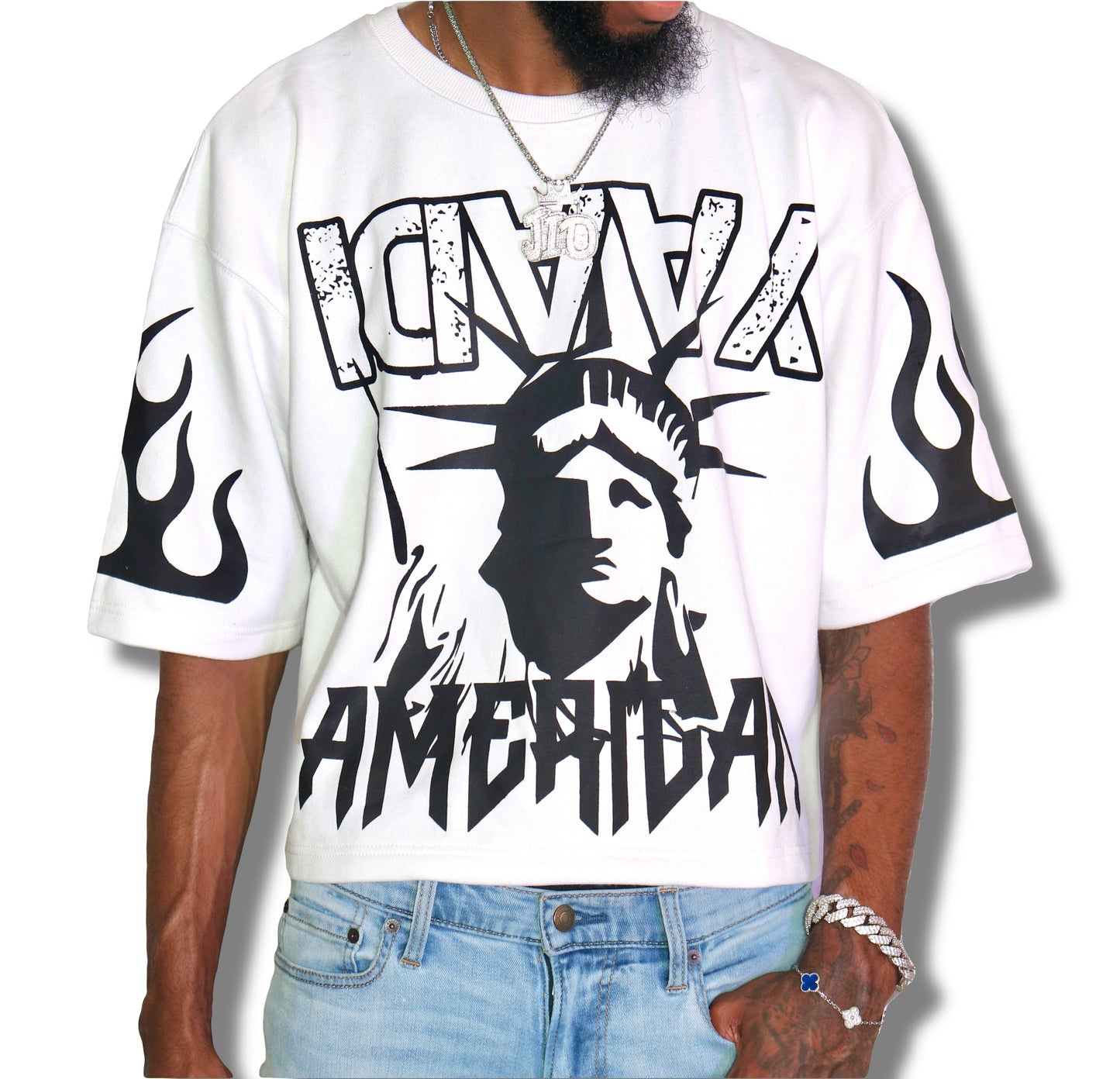 One People Oversized Cropped Tee - White