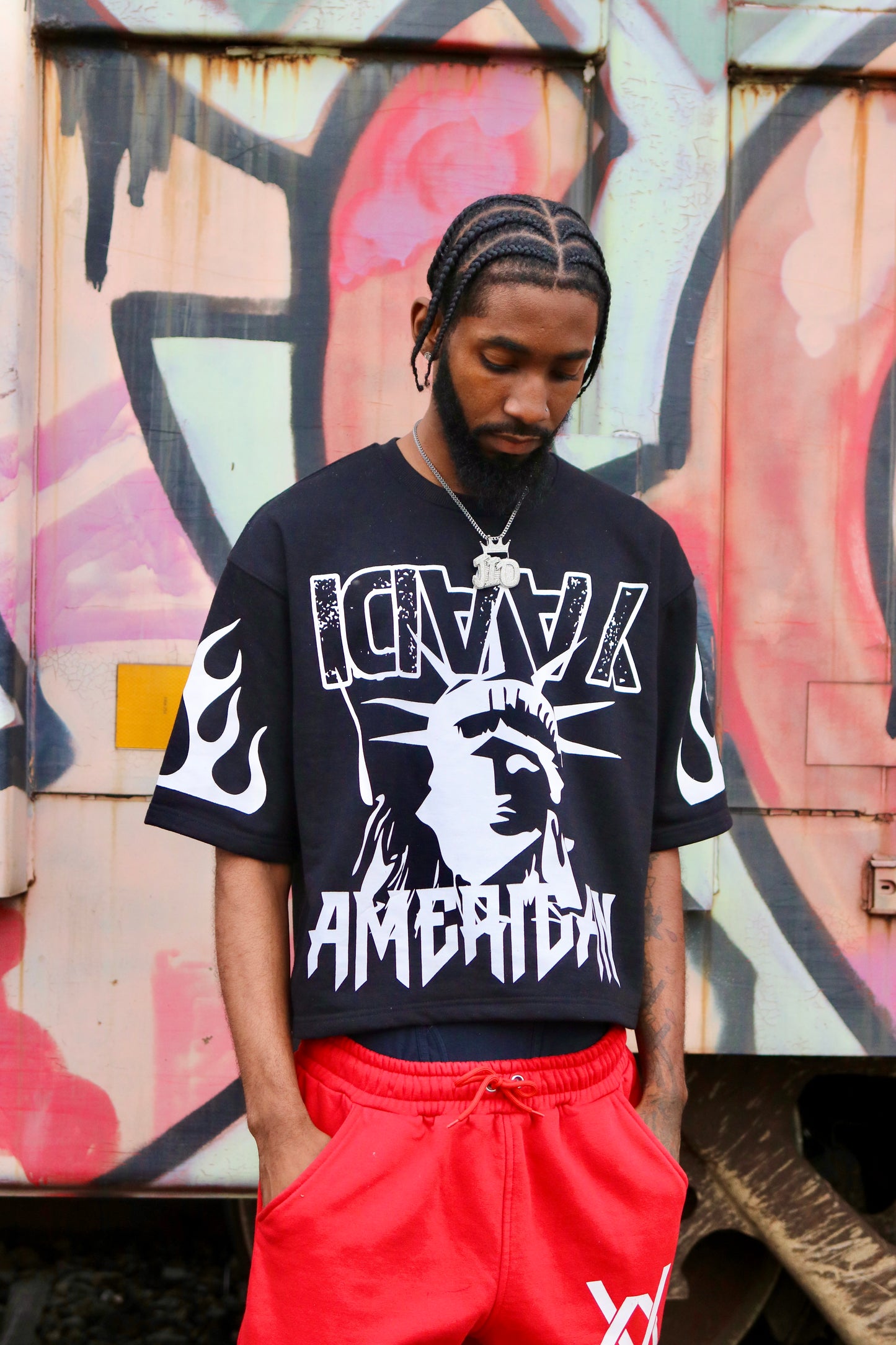 One People Oversized Cropped Tee - Black