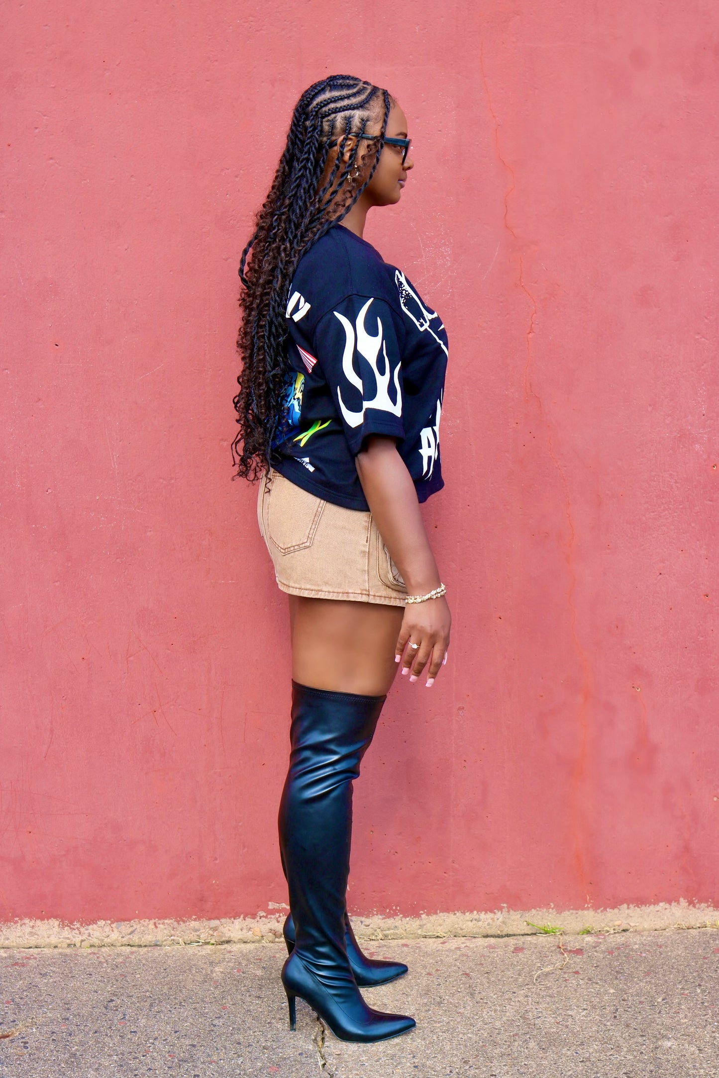 One People Oversized Cropped Tee - Black