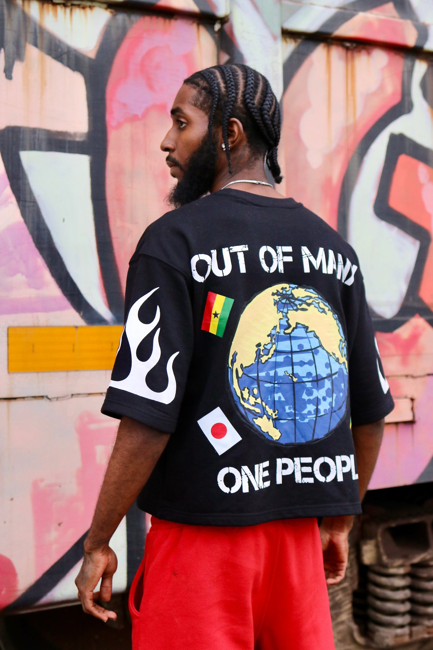 One People Oversized Cropped Tee - Black