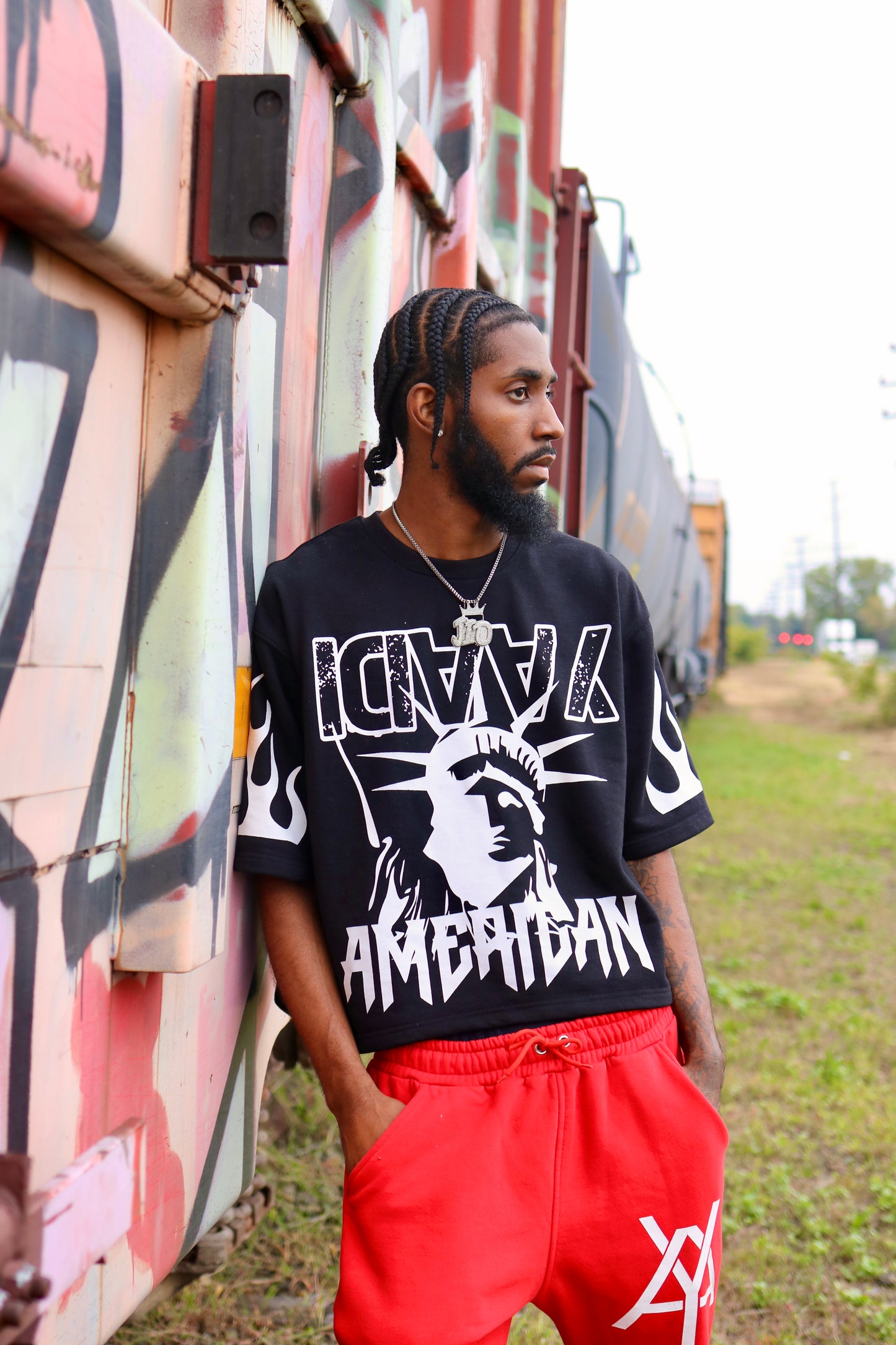 One People Oversized Cropped Tee - Black