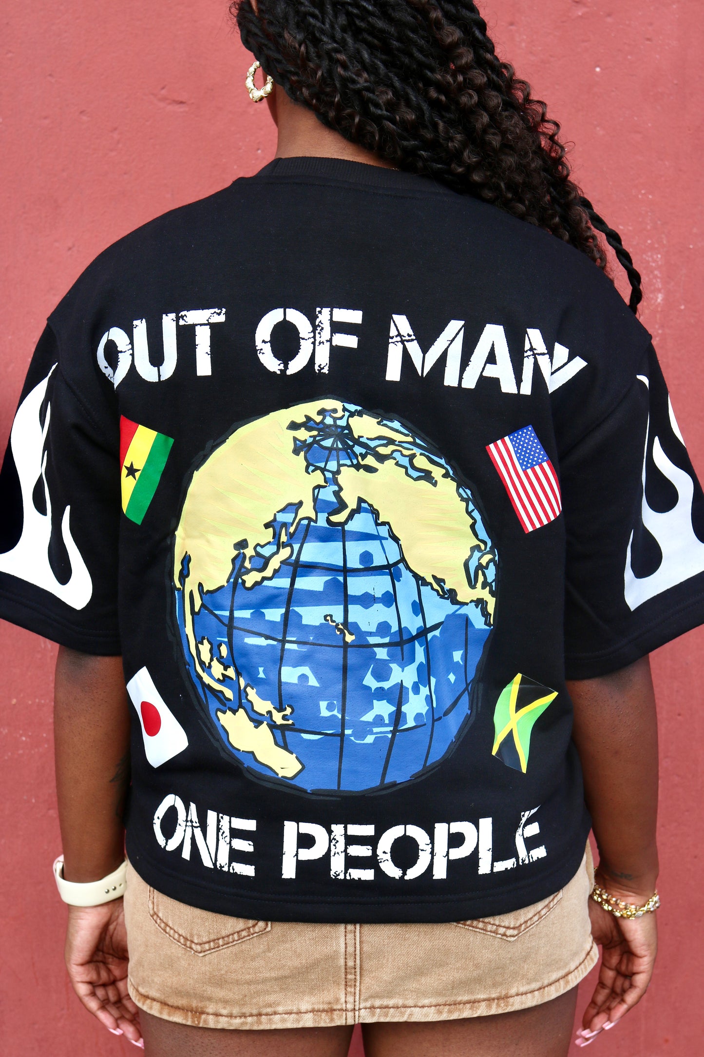 One People Oversized Cropped Tee - Black