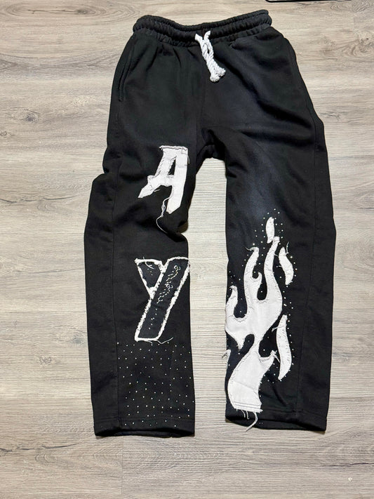 “Black Ice” Rhinestone Sweatpants